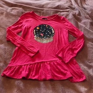 Cat & Jack hot pink winterglobe longsleeve shirt.